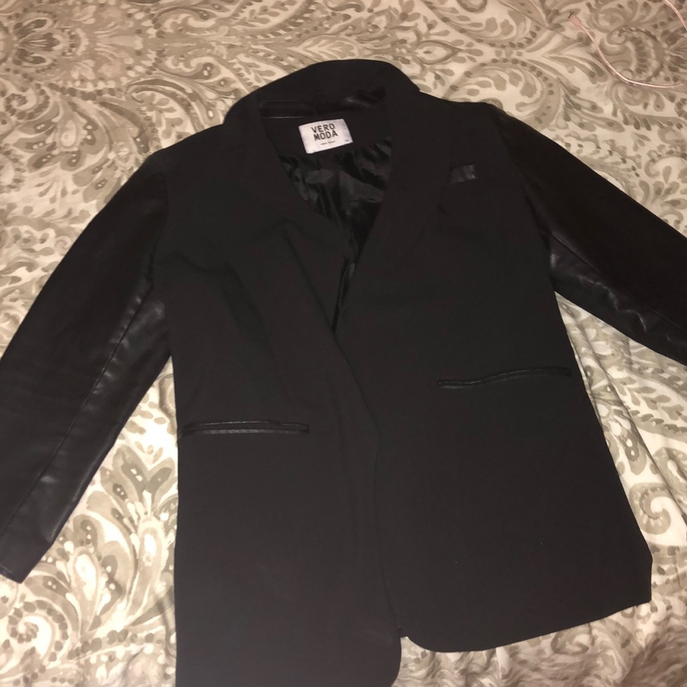 Leather Sleeved Blazer